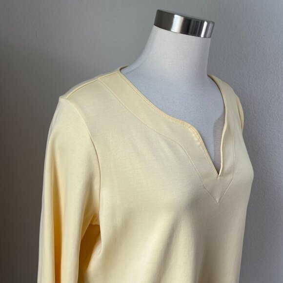 LL Bean Womens Plus 2X Yellow 100% Supima Cotton 3/4 Sleeve Top Shirt - Picture 2 of 9